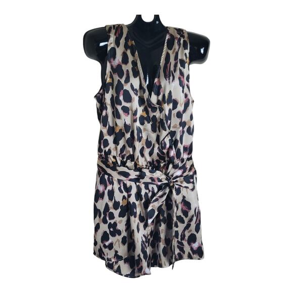 Boohoo Women's Plus Size Satin Leopard Print Cami Playsuit Sleeveless Size 16 US - Picture 3 of 11